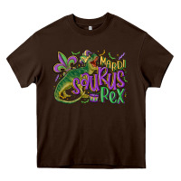 Chocolate Brown mardi saurus rex mardi gras Heavy Core Tee - MaliasSmallBusiness