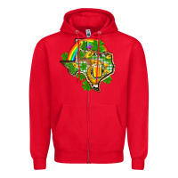 Red Texas St. Patrick's Day Zipper Hoodie - OliviaCreatesArt