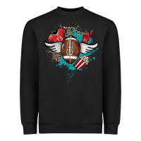 Black Football ball leopard glitter Heavyweight Sweatshirt - HowdyJamesFarm