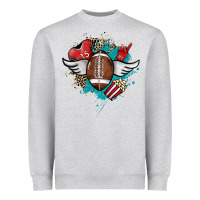 Heather Grey Football ball leopard glitter Heavyweight Sweatshirt - HowdyJamesFarm