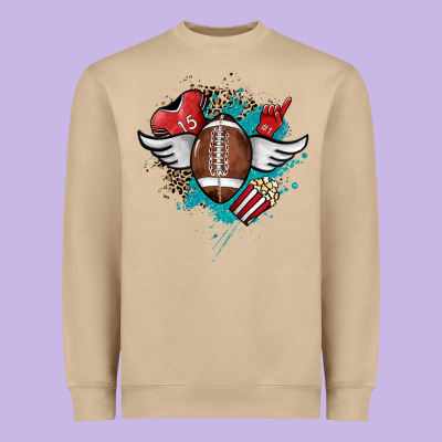 Football Ball Leopard Glitter Heavyweight Sweatshirt Designed By Howdyjamesfarm