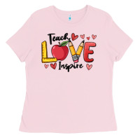 Bubblegum Pink teach love inspire Ladies Tee - MaliasSmallBusiness