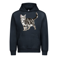 Navy American Shorthair Cat Urban Hoodie - LillyAllenDesigns