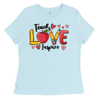 Baby Blue teach love inspire Ladies Tee - MaliasSmallBusiness