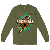 Army Green Football vibes Long Sleeve Tee - NancyCooperArtShop