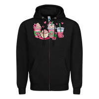 Black valentines day coffee cups Zipper Hoodie - OliviaCreatesArt