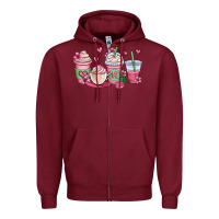 Burgundy valentines day coffee cups Zipper Hoodie - OliviaCreatesArt