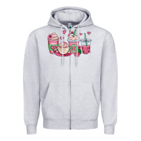 Heather Grey valentines day coffee cups Zipper Hoodie - OliviaCreatesArt