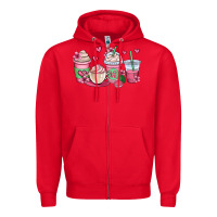 Red valentines day coffee cups Zipper Hoodie - OliviaCreatesArt
