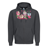 Smoke valentines day coffee cups Zipper Hoodie - OliviaCreatesArt