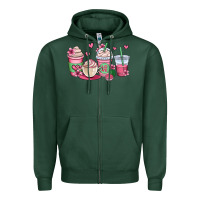 Sports Green valentines day coffee cups Zipper Hoodie - OliviaCreatesArt