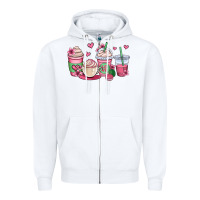 White valentines day coffee cups Zipper Hoodie - OliviaCreatesArt