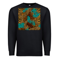 Black tiger leopard turquoise glitter seamless pattern Premium Sweatshirt - BundleAndBundleShop