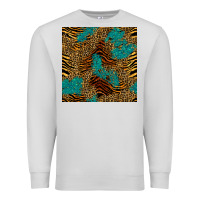 Dove Grey tiger leopard turquoise glitter seamless pattern Premium Sweatshirt - BundleAndBundleShop
