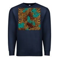 Navy tiger leopard turquoise glitter seamless pattern Premium Sweatshirt - BundleAndBundleShop