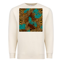 Sandshell tiger leopard turquoise glitter seamless pattern Premium Sweatshirt - BundleAndBundleShop