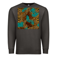 Smoke tiger leopard turquoise glitter seamless pattern Premium Sweatshirt - BundleAndBundleShop