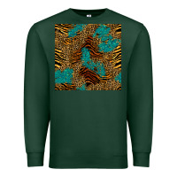 Sports Green tiger leopard turquoise glitter seamless pattern Premium Sweatshirt - BundleAndBundleShop