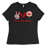 Black Peace Love Flamingo Ladies Tee - Jasminsmagicworld