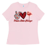 Bubblegum Pink Peace Love Flamingo Ladies Tee - Jasminsmagicworld