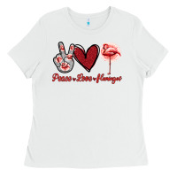 White Peace Love Flamingo Ladies Tee - Jasminsmagicworld