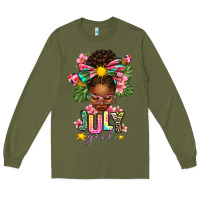 July Girl Afro Woman Summer Long Sleeve Tee | Teevron