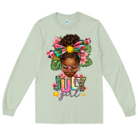 Matcha July Girl Afro Woman Summer Long Sleeve Tee - texasbilliewilder