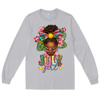 Moon Dust July Girl Afro Woman Summer Long Sleeve Tee - texasbilliewilder