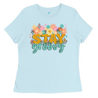 Baby Blue stay groovy Ladies Tee - MaliasSmallBusiness