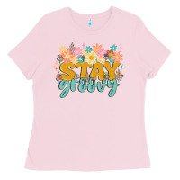 Bubblegum Pink stay groovy Ladies Tee - MaliasSmallBusiness