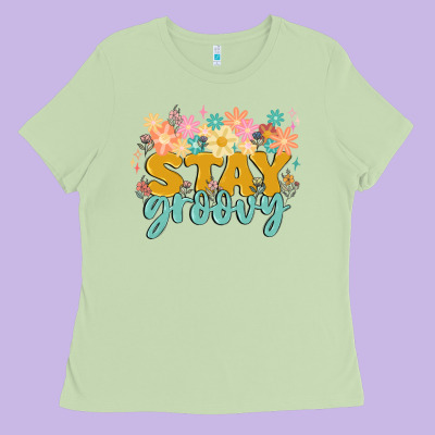 Stay Groovy Ladies Tee Designed By Maliassmallbusiness