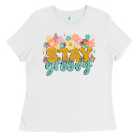 White stay groovy Ladies Tee - MaliasSmallBusiness