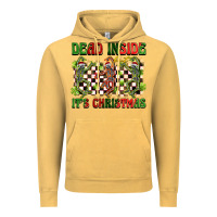 Vintage Mustard dead inside but it's christmas dancing skeletons Vintage Hoodie - BarkalooDesign