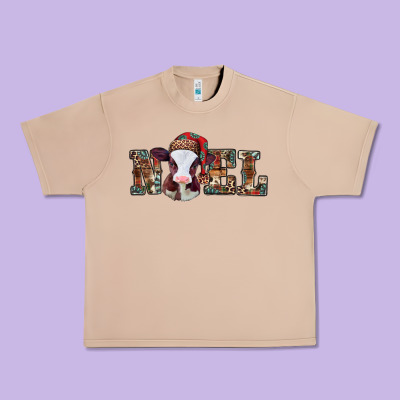 Western Christmas Baby Cow Noel Urban Heavy Tee Designed By Jasminsmagicworld
