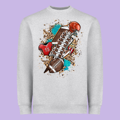 Football Lightning Bolt Leopard Heavyweight Sweatshirt Designed By Howdyjamesfarm
