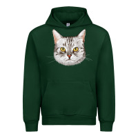 Forest Green American Shorthair Cat Face Urban Hoodie - LillyAllenDesigns