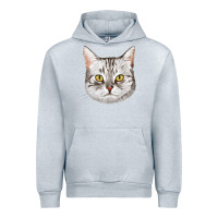Heather Grey American Shorthair Cat Face Urban Hoodie - LillyAllenDesigns