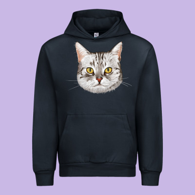 American Shorthair Cat Face Urban Hoodie Designed By Lillyallendesigns