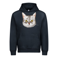 Navy American Shorthair Cat Face Urban Hoodie - LillyAllenDesigns