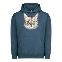 Pigment Midnight Navy American Shorthair Cat Face Urban Hoodie - LillyAllenDesigns