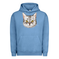 Pigment Pebble Blue American Shorthair Cat Face Urban Hoodie - LillyAllenDesigns