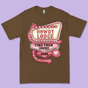 Cupids Howdy Lodge Find Your Cowboy Open Premium Tee Designed By Maliassmallbusiness