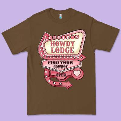 Cupids Howdy Lodge Find Your Cowboy Open Premium Tee Designed By Maliassmallbusiness