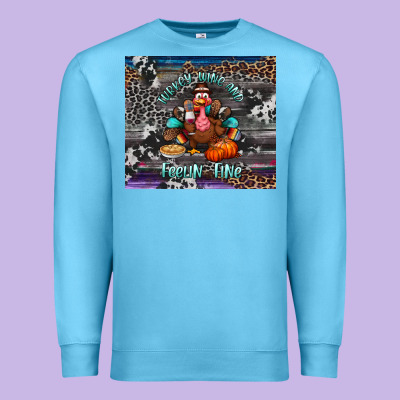 Turkey Wine And Feelin Fine Tumbler Premium Sweatshirt Designed By Bundleandbundleshop