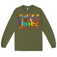 Army Green LGBTQ+ together we rise Long Sleeve Tee - NancyCooperArtShop