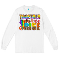 White LGBTQ+ together we rise Long Sleeve Tee - NancyCooperArtShop