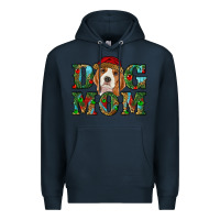 Navy Christmas Beagle Dog Mom Premium Hoodie - RanaPortraitStore