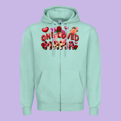 One Loved Mama Valentine's Day Zipper Hoodie Designed By Fadigitalartstudio