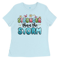 Baby Blue stronger than the storm Ladies Tee - MaliasSmallBusiness