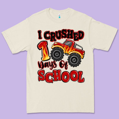 I Crushed 100 Days Of School Monster Truck Premium Tee Designed By Maliassmallbusiness